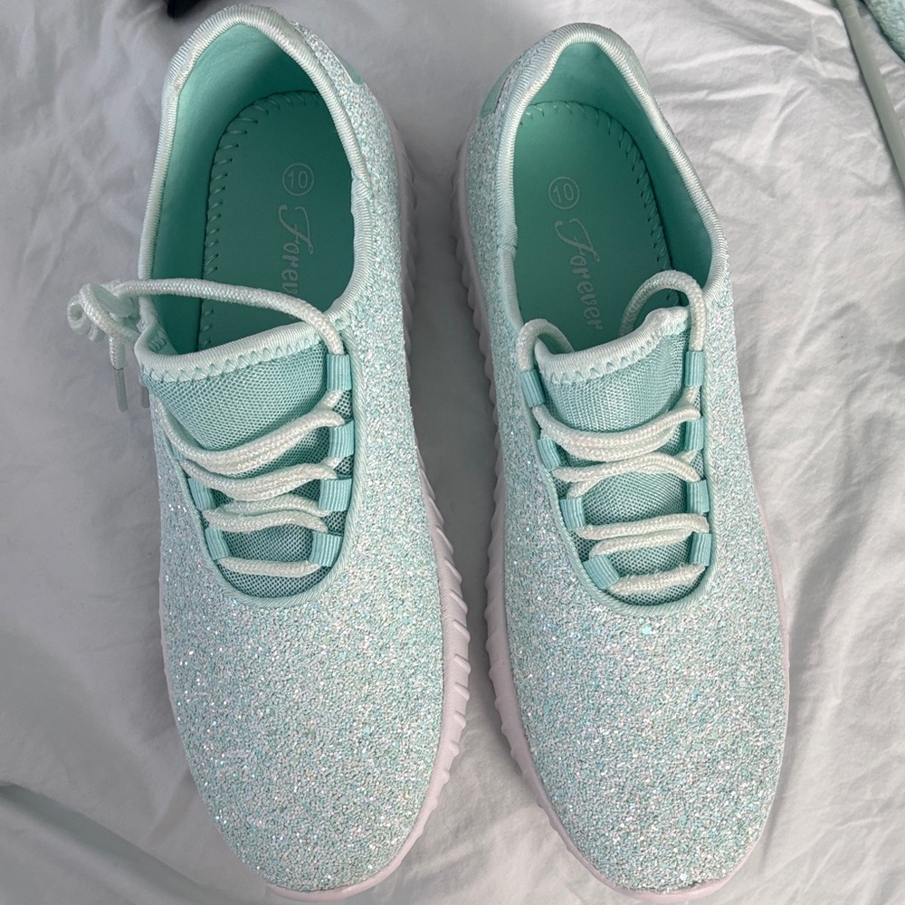 Sparkly Mint Green Sneakers